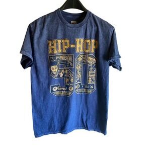 Hip-Hop 50 T-Shirt Rock The Bells Cotton Blue Mens M